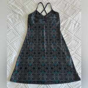 Prana Women’s Tank Stretch Dress Built in Bra Hiking Active Grey & Blue Sz XS